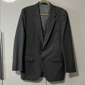 VINTAGE Classic Gray Striped Wool Blazer, Size 42-36 REG